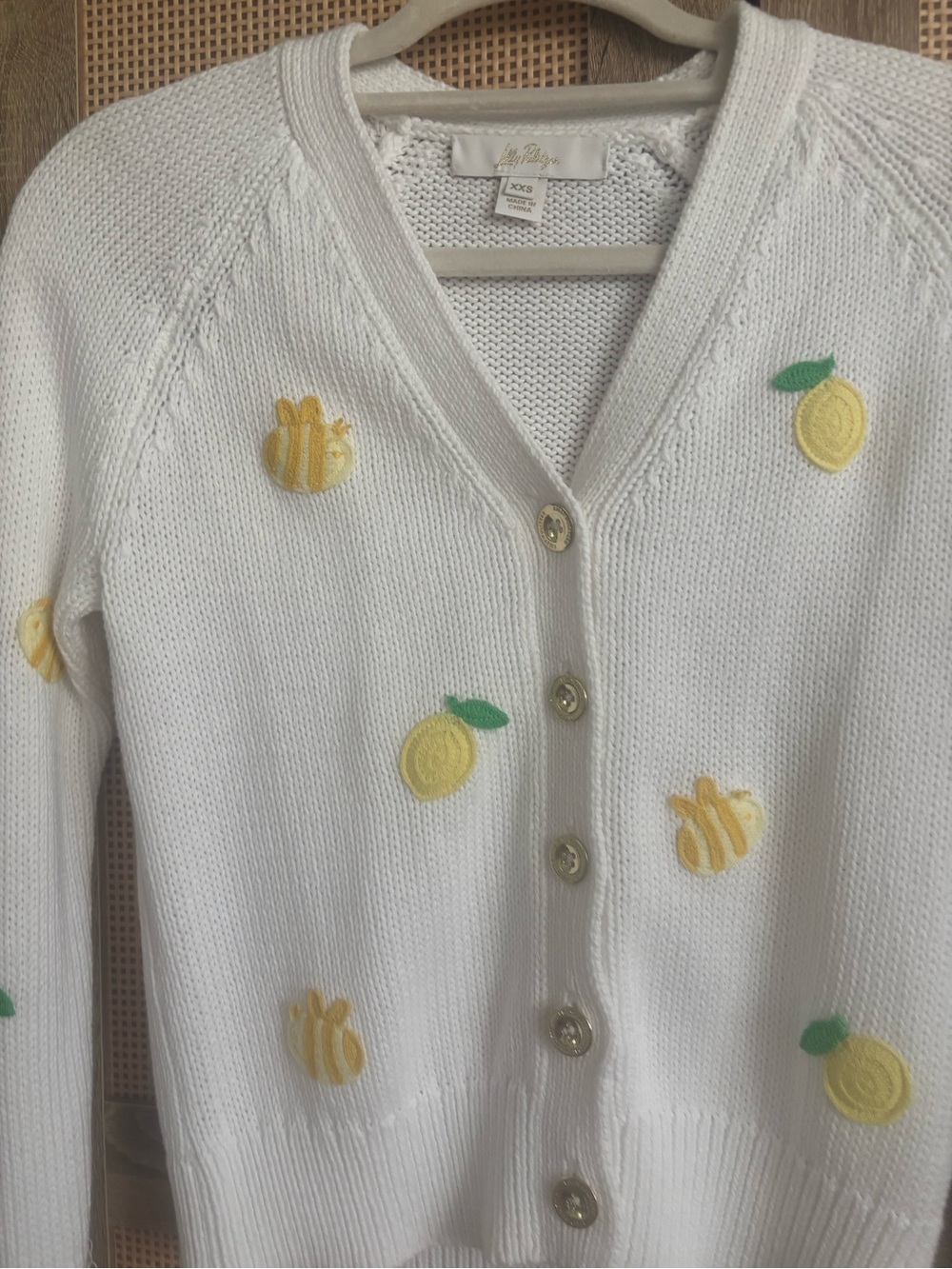 Lilly Pulitzer White Cardigan with Yellow Lemon Embroidery - Picture 3 of 11
